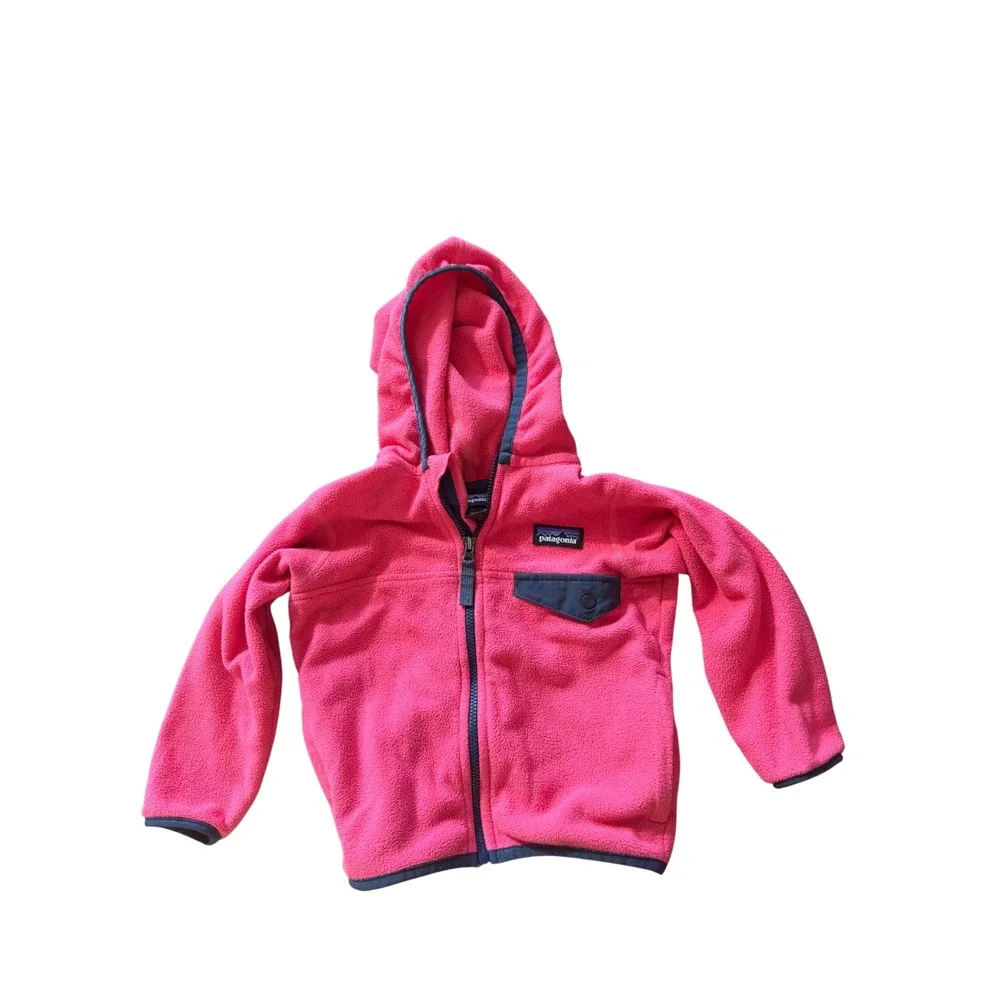 Patagonia Kids Pink Micro D Full Zip Fleece Hoodie Jacket 12-18M - Picture 1 of 4
